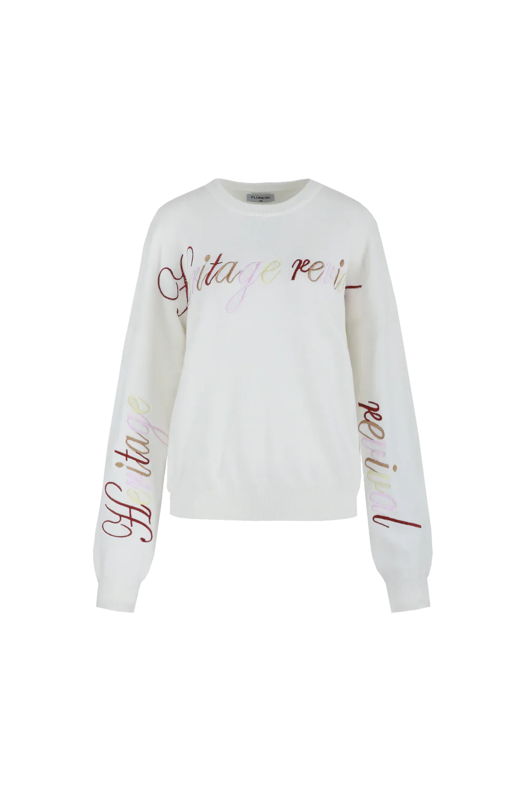 Fluresk Veraline knit sweater wit met tekst voorkant