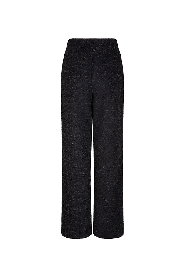 productfoto van de dora pants van lofty manner in zwart met glitters.