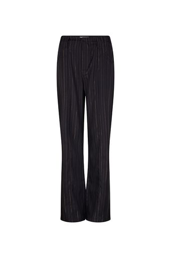 productfoto van de Janna trouser van lofty manner. het is een zwarte pantalon met gouden krijtstreep.
