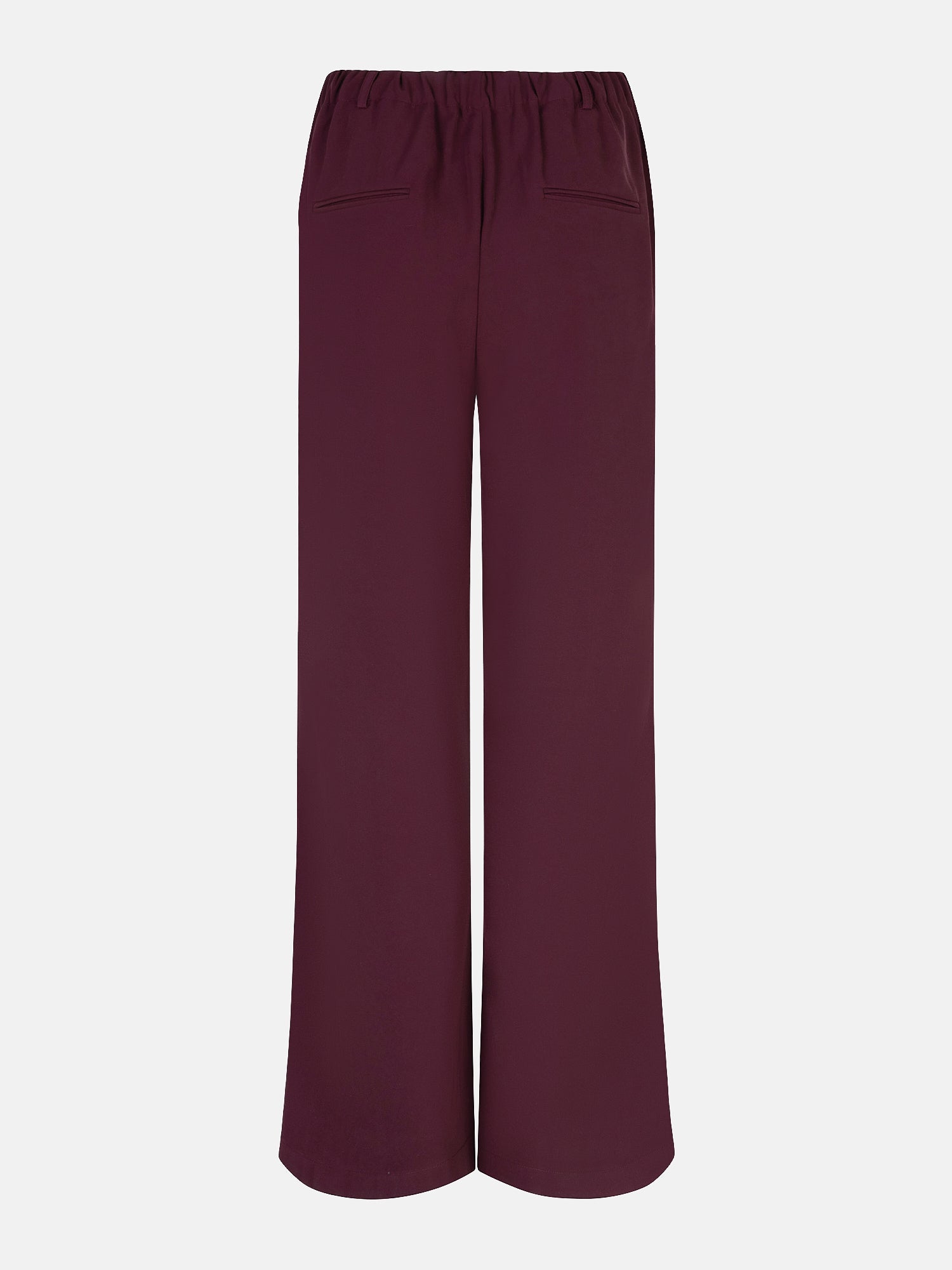 Productfoto van de achterkant van de solange pants van ydence in een burgundy kleur.