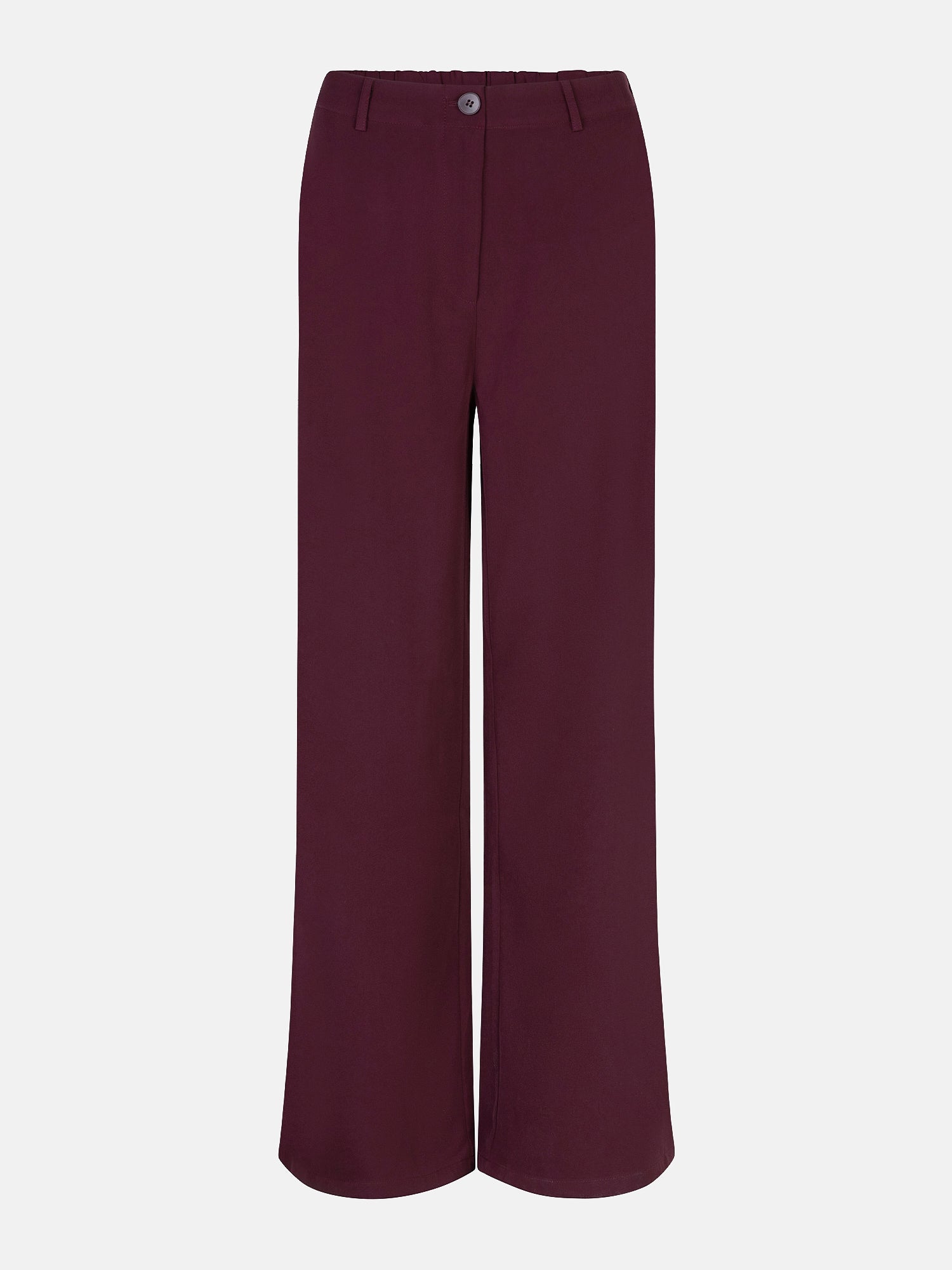 Productfoto van de voorkant van de solange pants van ydence in een burgundy kleur.
