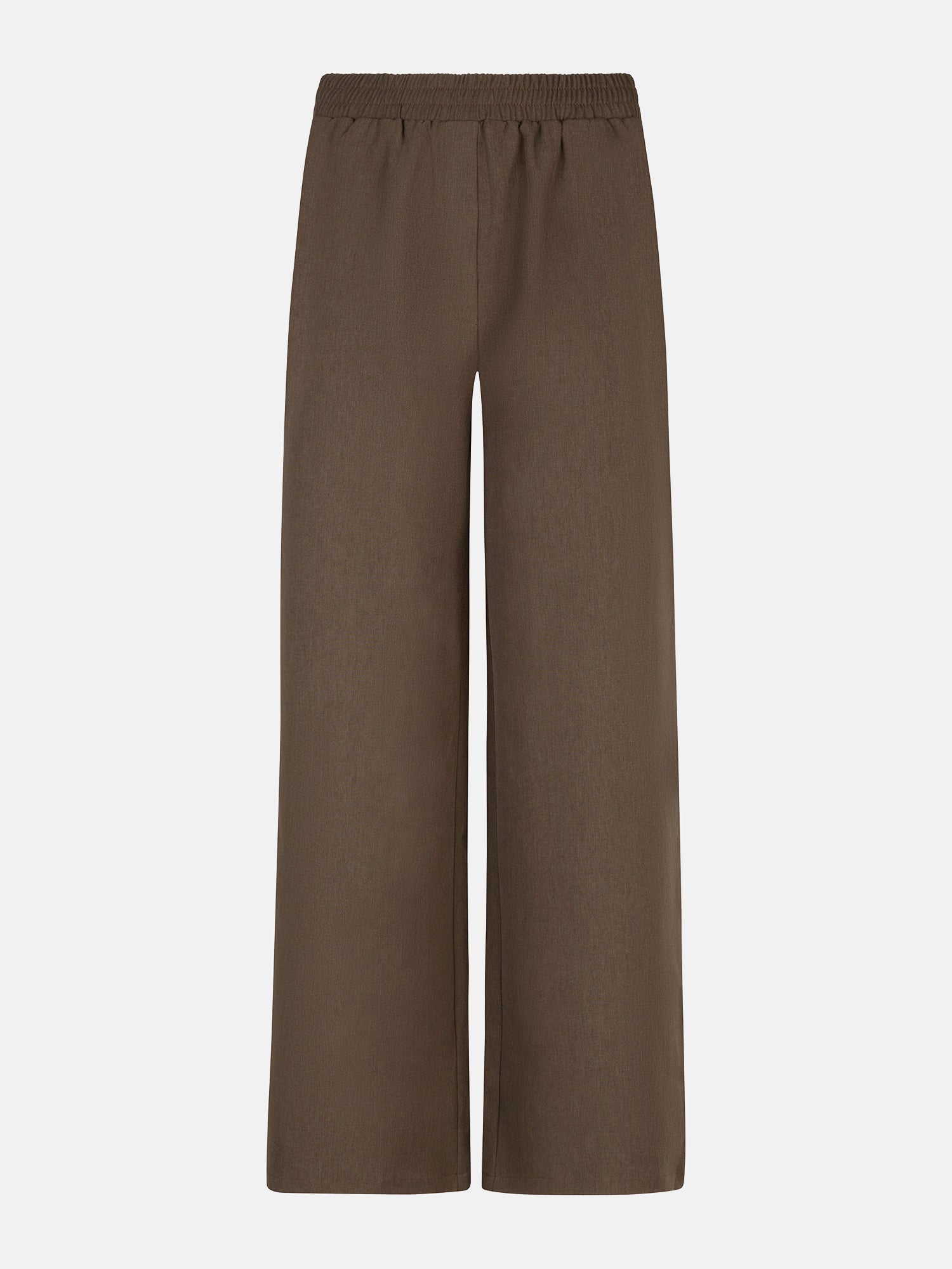 Productfoto van de voorkant van de yade pants van ydence in de kleur mud.