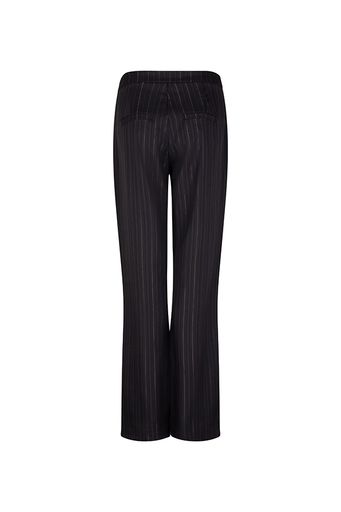 productfoto van de Janna trouser van lofty manner. het is een zwarte pantalon met gouden krijtstreep.