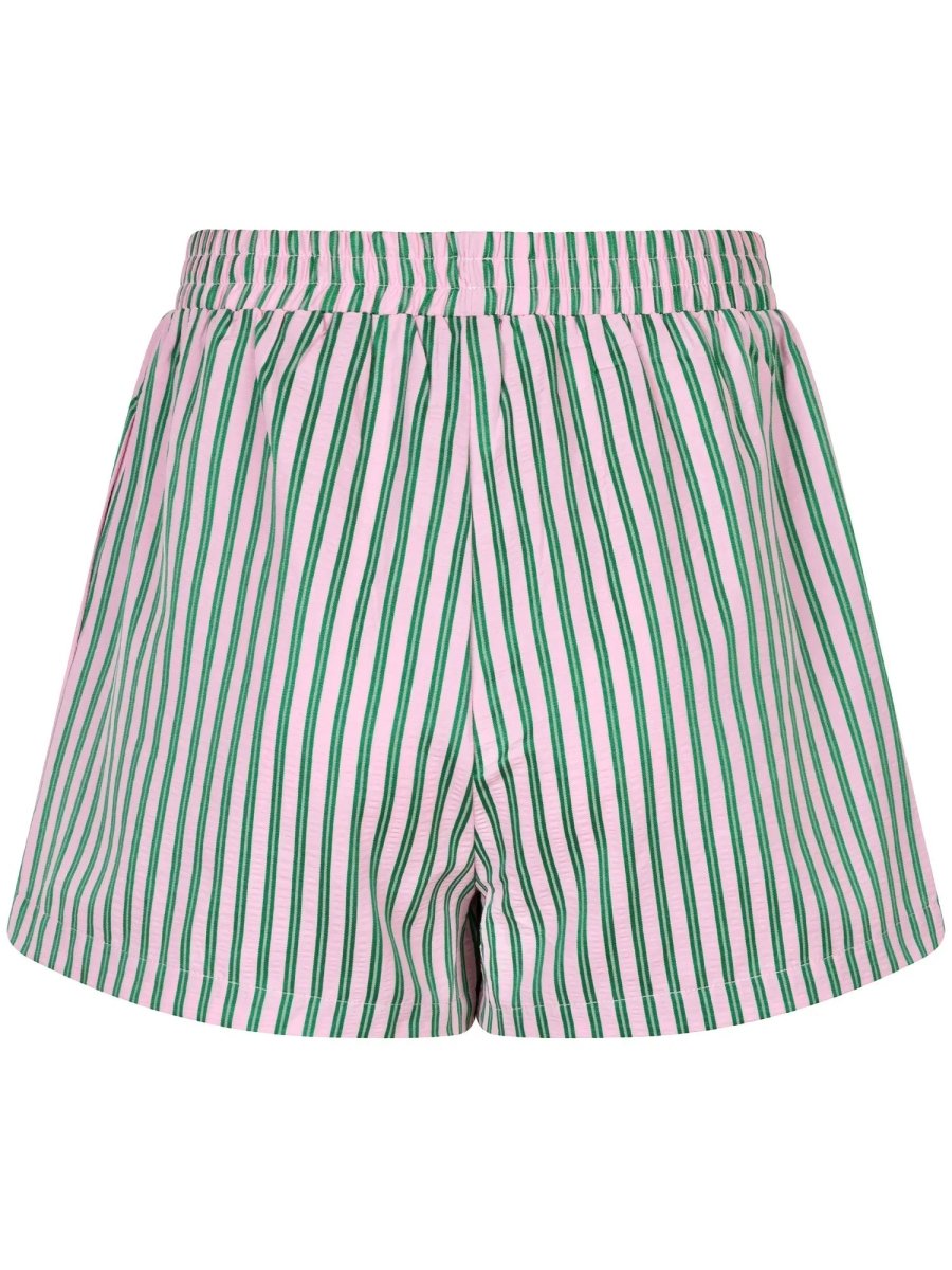 Achteraanzicht van de gestreepte Belle short van Ydence – elastische band en luchtige pasvorm voor zomers comfort.