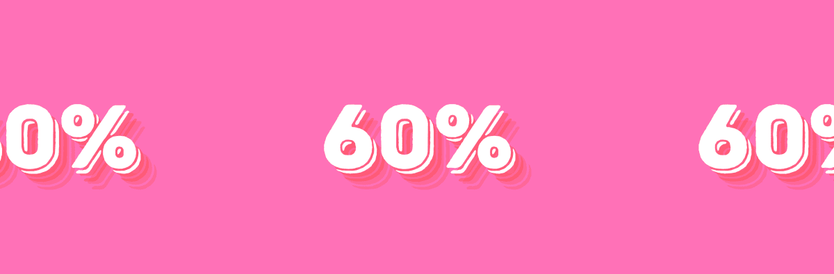OUTLET 60% in effen fel fuchsia roze (een levendige, diepe, geen kledingstuk zichtbaar, dit is een promotionele banner