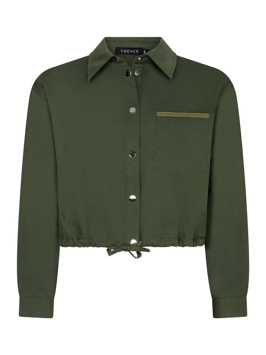 Legergroene blouse met borstzak en drukknopen | Ydence Kess | Outlet 60% | Jo&Co Club