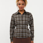 Blouse in bruinblauwe ruit | Ydence Tamila | Jo&Co Club