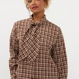 Blouse in bruine ruit | Ydence Charlize | Jo&Co Club