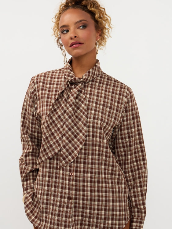 Blouse in bruine ruit | Ydence Charlize | Jo&Co Club