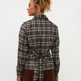 Blouse in bruinblauwe ruit | Ydence Tamila | Jo&Co Club