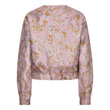 Achterkant roze jacquard bomberjack Jules – elastische zoom en lange mouwen | Jo&Co Club