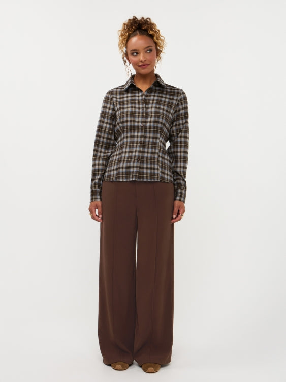 Blouse in bruinblauwe ruit | Ydence Tamila | Jo&Co Club