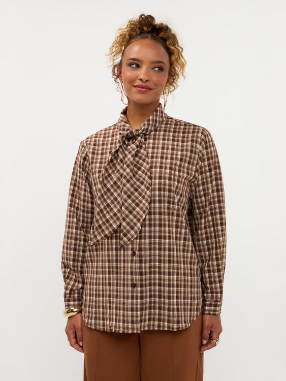 Blouse in bruine ruit | Ydence Charlize | Jo&Co Club