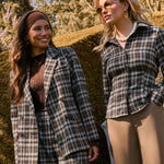 Blouse in bruinblauwe ruit | Ydence Tamila | Jo&Co Club
