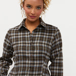 Blouse in bruinblauwe ruit | Ydence Tamila | Jo&Co Club