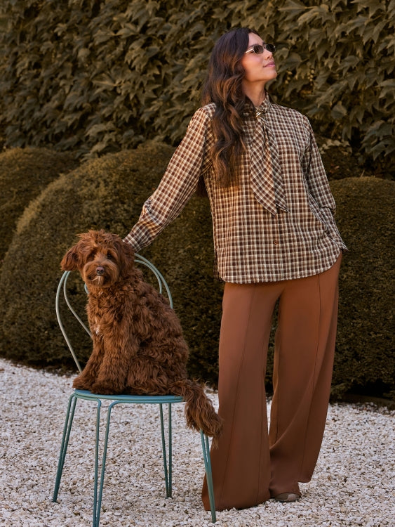 Blouse in bruine ruit | Ydence Charlize | Jo&Co Club