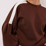 Fluresk Keilani sweater bruine met witte schouders