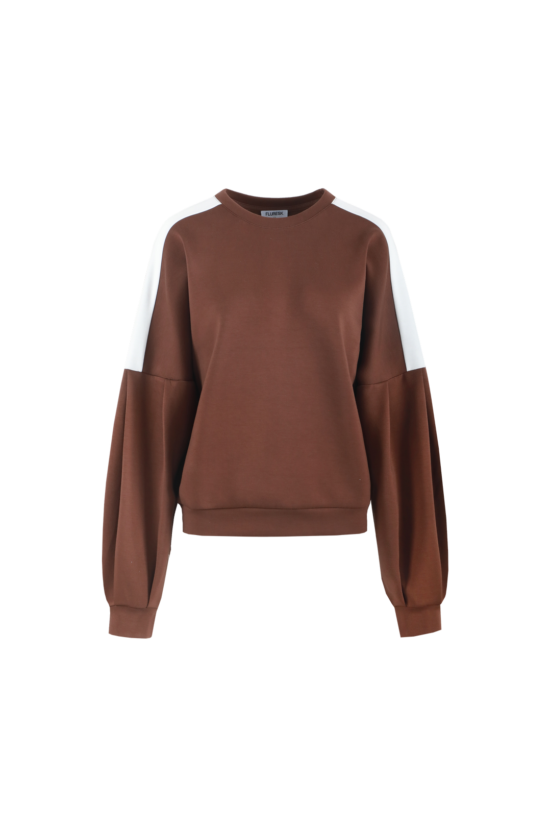 Fluresk Keilani sweater bruin met witte schouders
