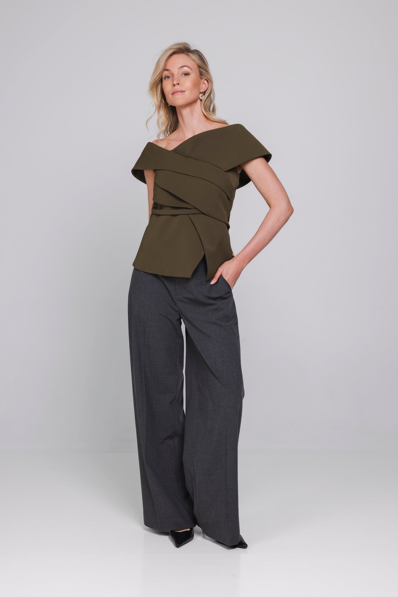 Accentil Tessa top in moss green | Jo&Co Club