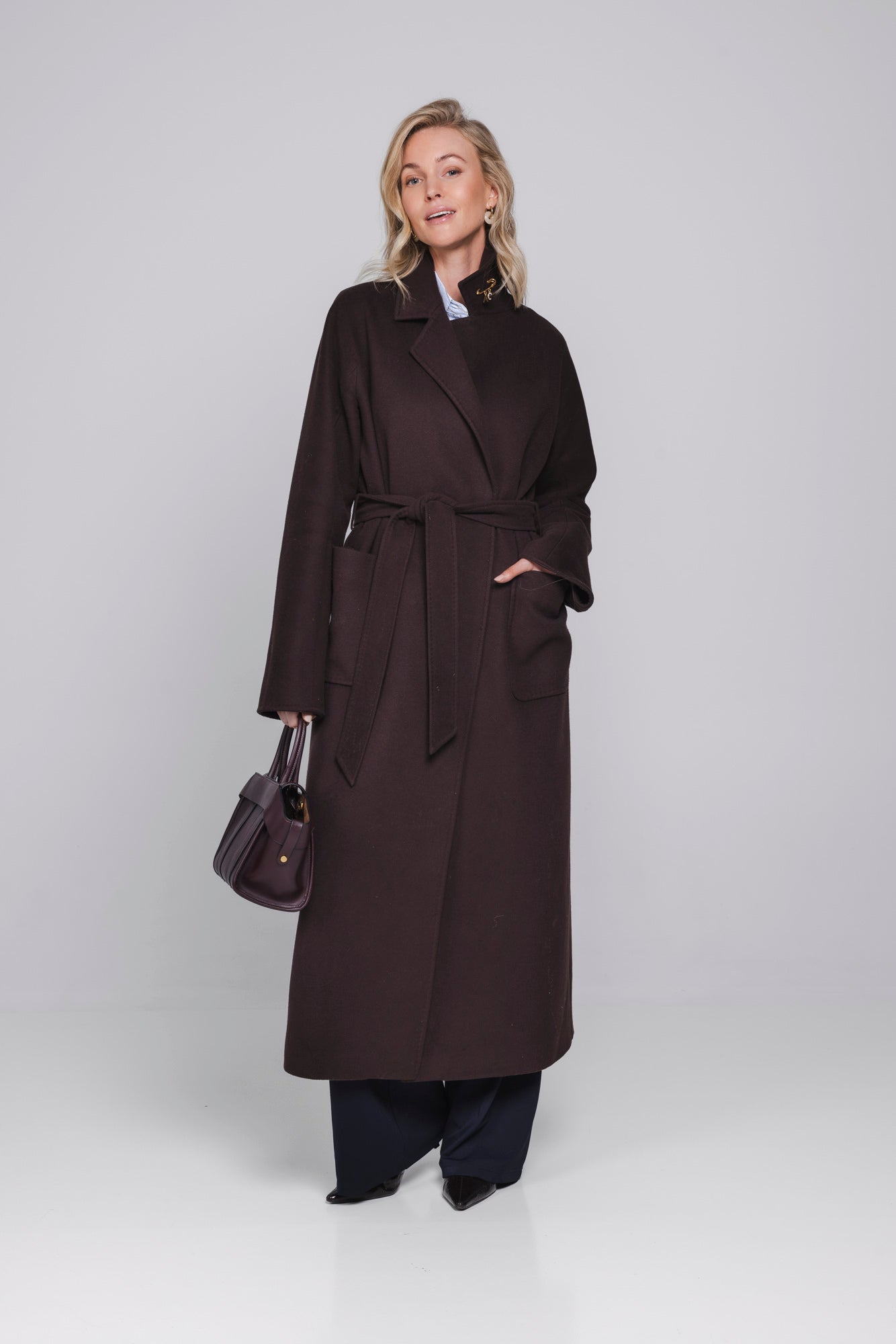 Accentil Ciela coat in deep cocoa | Jo&Co Club