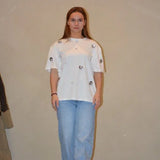 Ambika Witte T-shirt met Sequin Bloemen – T-Shirts van Ambika, kleur One Size, maat | JoAnnco