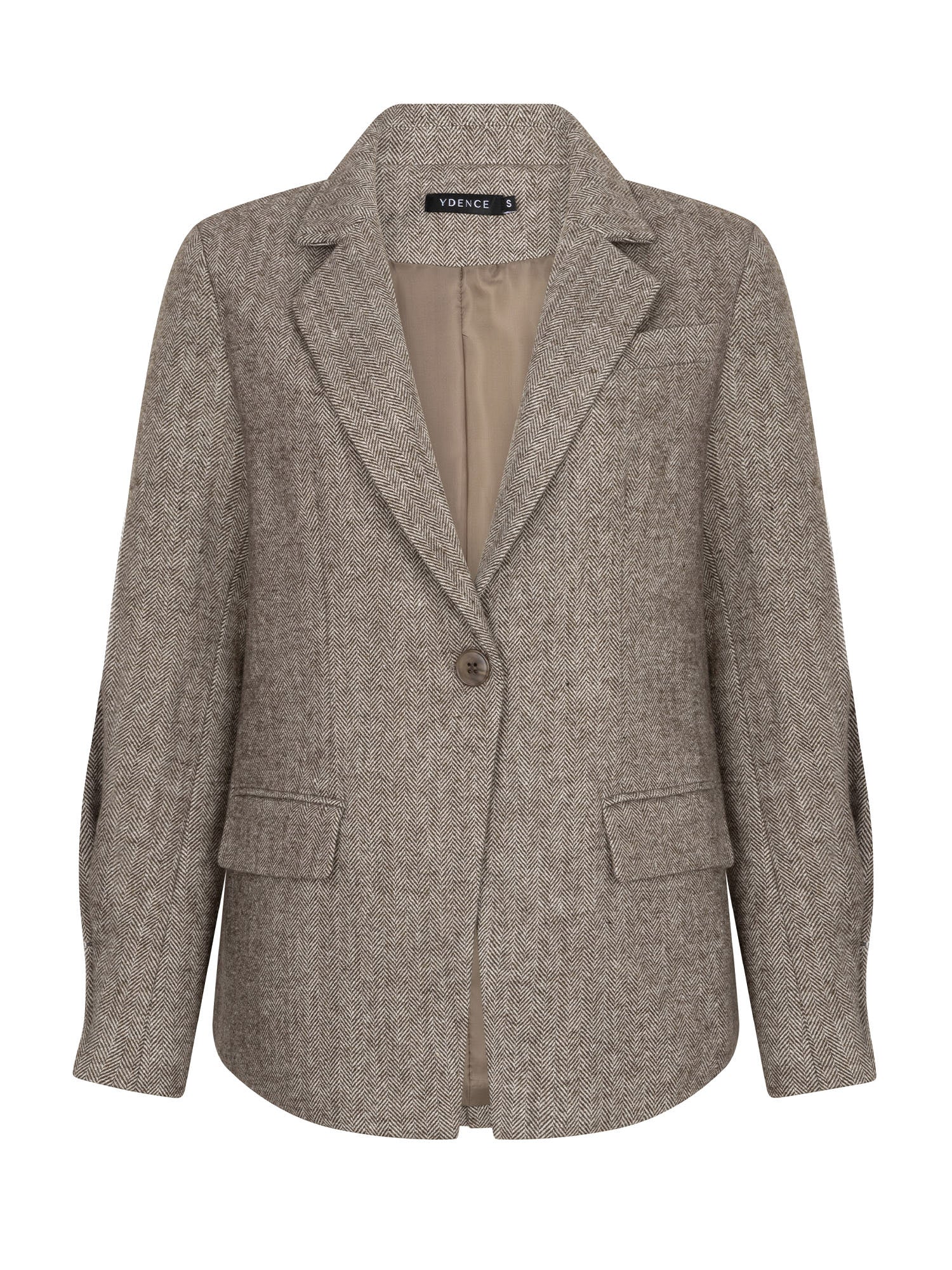 Vrijstaande productfoto van een blazer in bruin op een witte achtergrond | Ydence Prim | Jo&Co Club