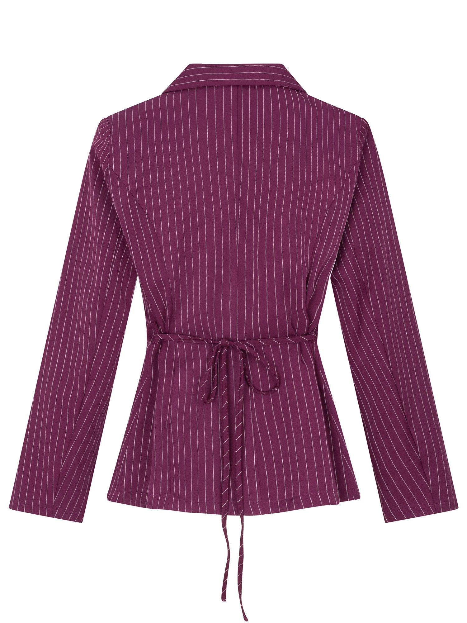 Achterkant van een blouse in pruim, vrijstaand gefotografeerd op een witte achtergrond | Ydence Shannon | Jo&Co Club