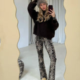 Ambika Elin kit/zwart leopard flared broek