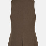 productfoto van de achterkant van het mellie gilet van ydence in de kleur mud.