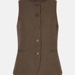 productfoto van de voorkant van het mellie gilet van ydence in de kleur mud.