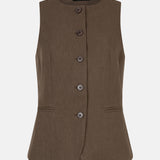 productfoto van de voorkant van het mellie gilet van ydence in de kleur mud.