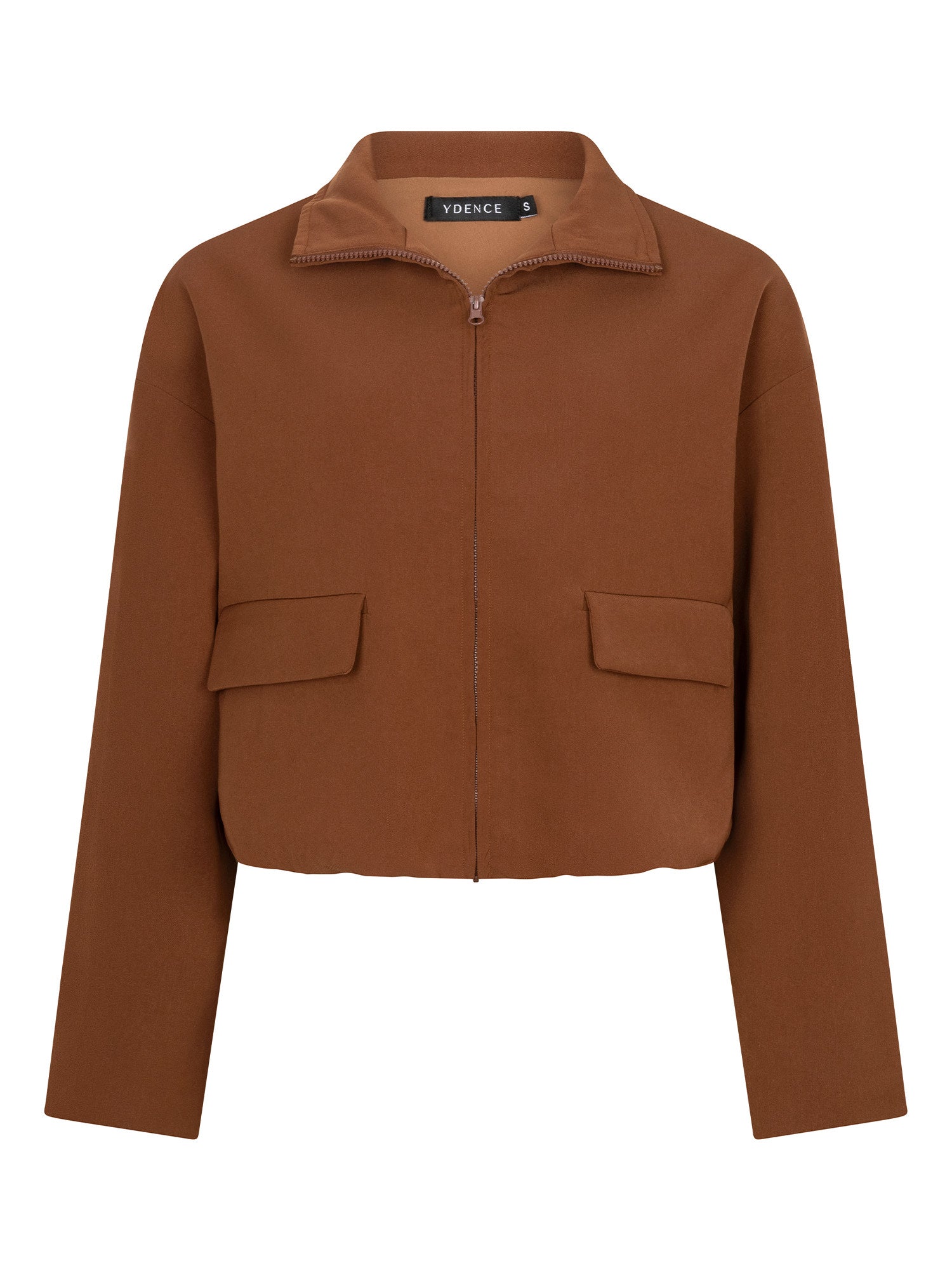 Vrijstaande productfoto van een jasje in camel op een witte achtergrond | Ydence Davis | Jo&Co Club