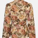 Productfot van achterkant van de penny kimono van Ydence met strikceintuur en bloemenprint.
