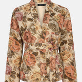 Productfot van de voorkant van de Ydence kimono penny met strikceintuur en bloemenprint.