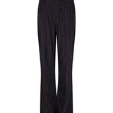 productfoto van de Janna trouser van lofty manner. het is een zwarte pantalon met gouden krijtstreep.