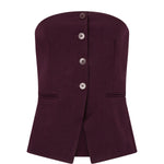 Vrijstaande productfoto van een top in aubergine op een witte achtergrond | Ydence Asher | Jo&Co Club