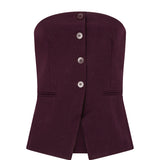 Vrijstaande productfoto van een top in aubergine op een witte achtergrond | Ydence Asher | Jo&Co Club
