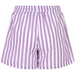Achteraanzicht van de Ydence Mima short met elastische tailleband in paars-witte strepen.