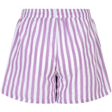 Achteraanzicht van de Ydence Mima short met elastische tailleband in paars-witte strepen.