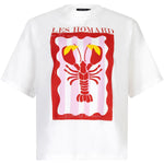 Wit T-shirt van Ydence met kleurrijke kreeftprint en ‘Les Homard’ tekst op de borst.
