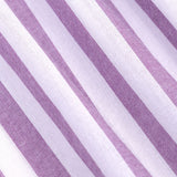 Detail van de linnen stof van de Arlette top met paarse en witte strepen.