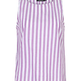 Voorzijde Ydence Arlette top in lila-witte streep.