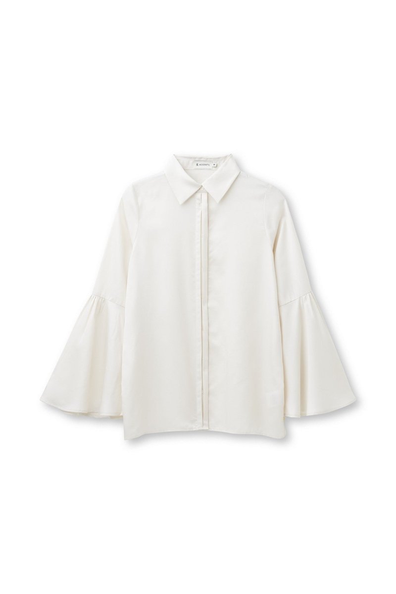 Productfoto blouse met wijde mouwen Accentil Aylae in warm ivory | Jo&Co Club