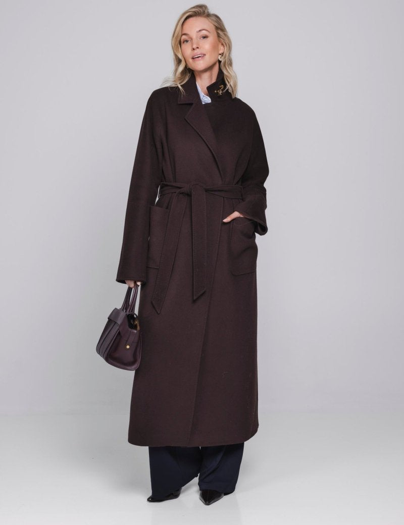 Accentil Ciela coat in deep cocoa | Jo&Co Club