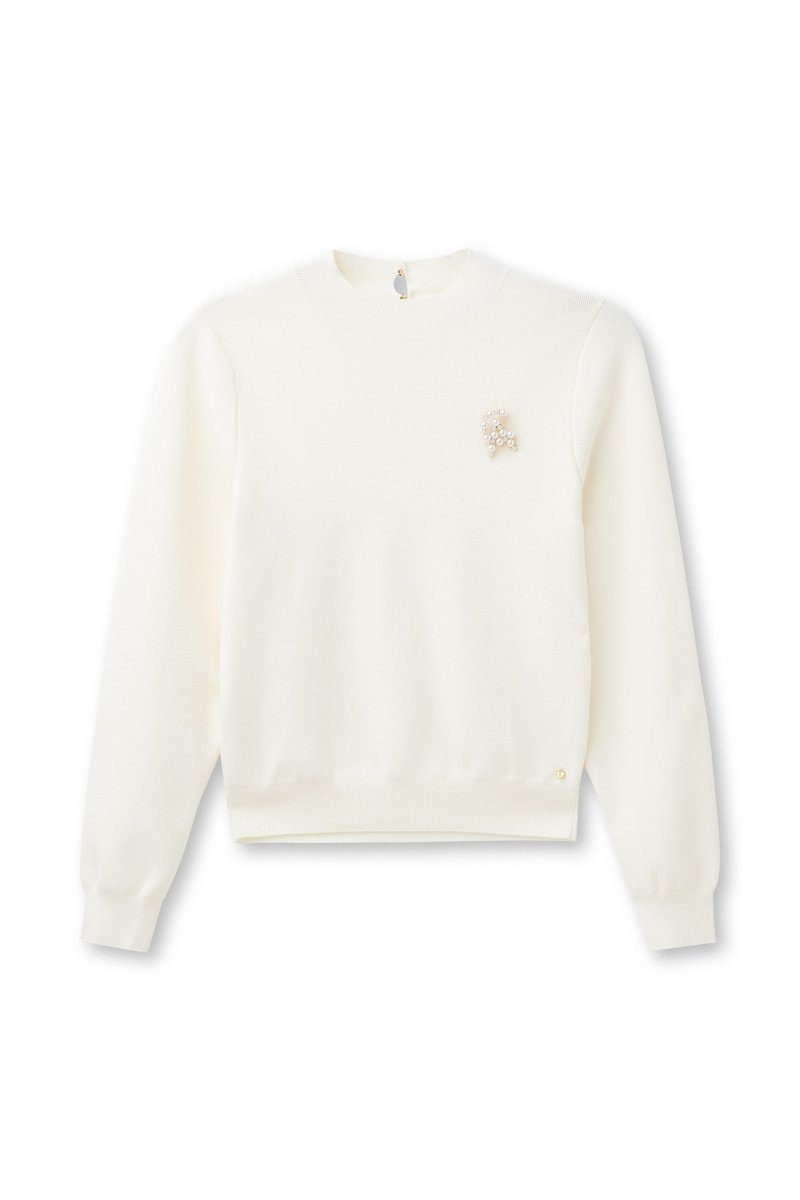 Productfoto fijngebreide trui Accentil Rinae in warm ivory | Jo&Co Club