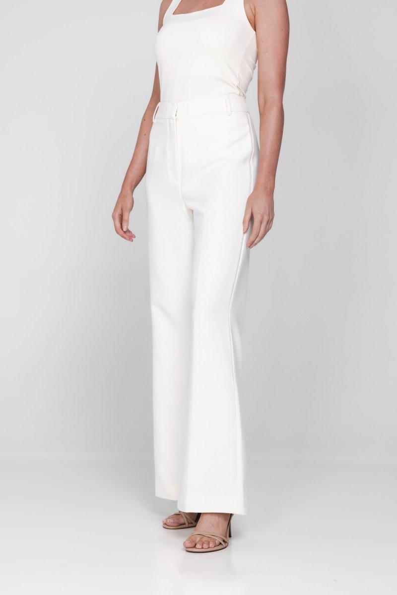Accentil Nora pants | Off-white in Licht crèmekleurig gebroken wit, hoge taille
