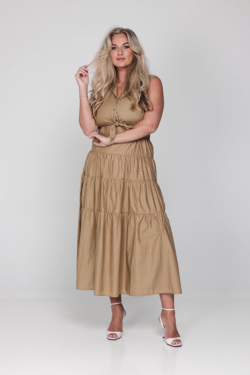 Accentil Robin dress Sand sparkle – Jurken van Accentil, kleur xs, maat | Jo&Co Club