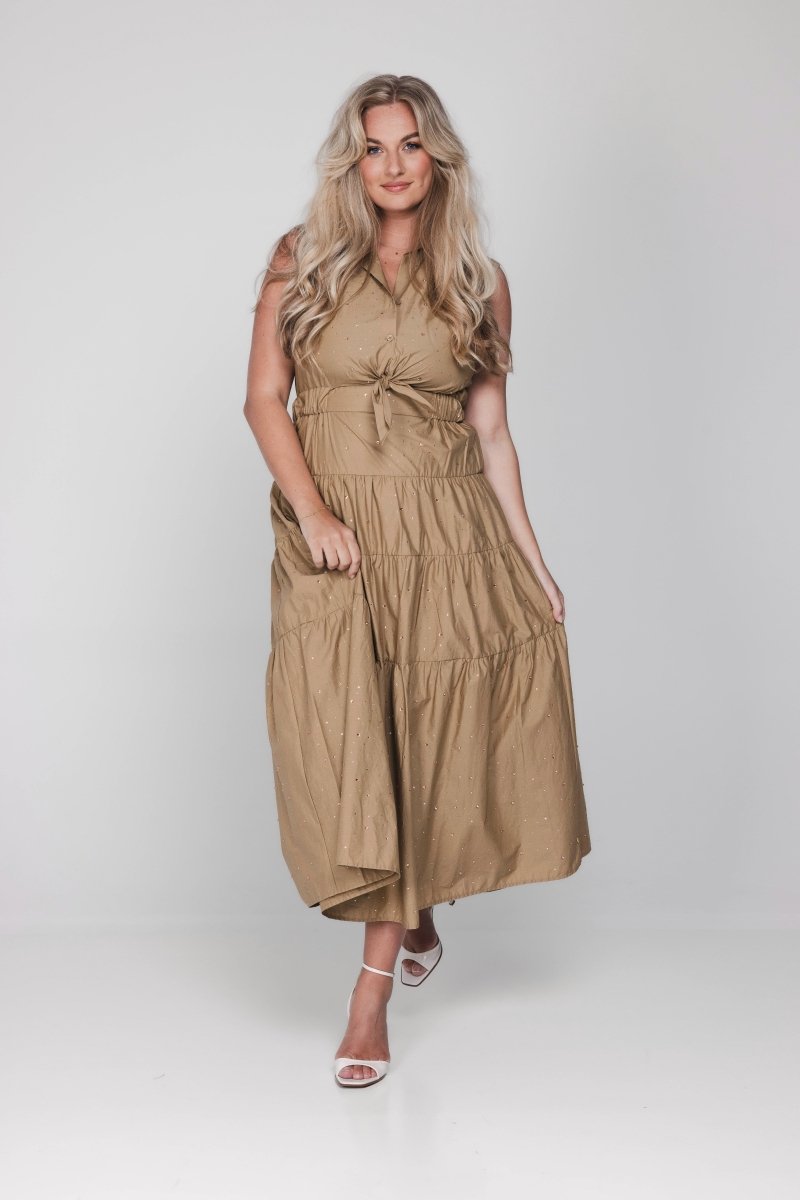 Accentil Robin dress Sand sparkle – Jurken van Accentil, kleur xs, maat | Jo&Co Club