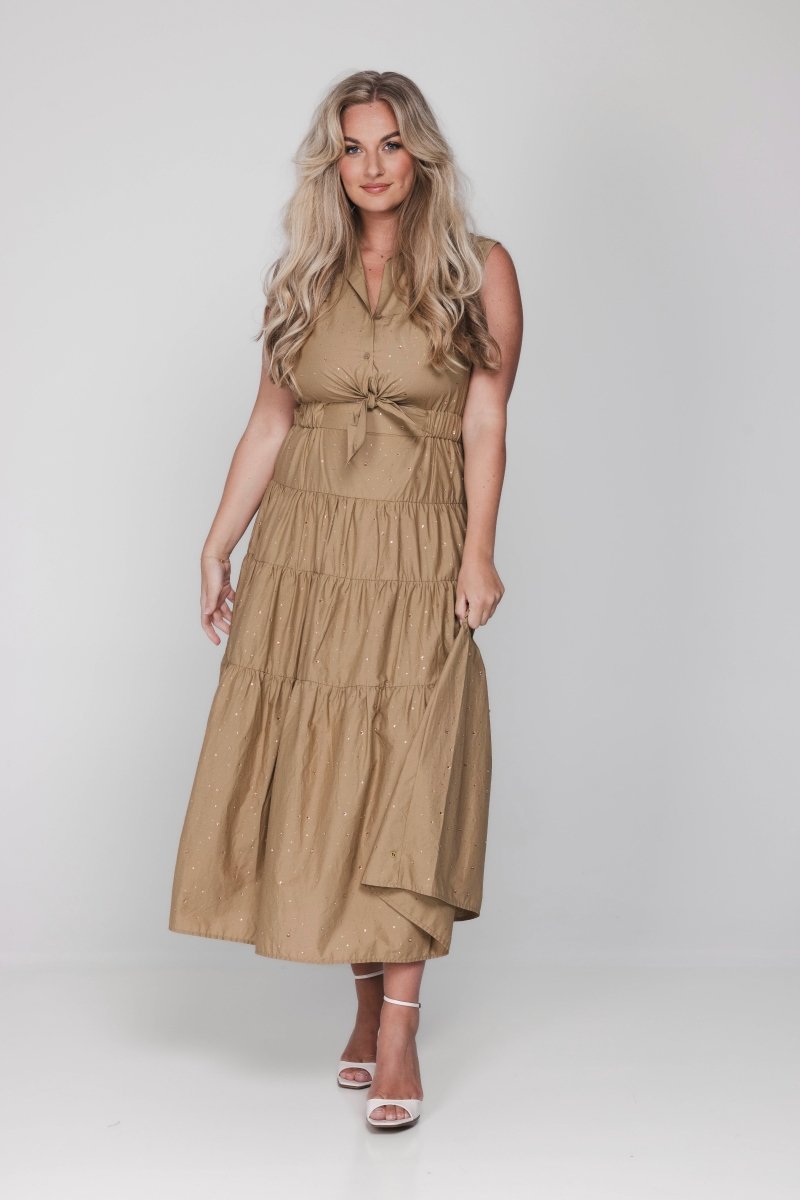 Accentil Robin dress Sand sparkle – Jurken van Accentil, kleur xs, maat | Jo&Co Club