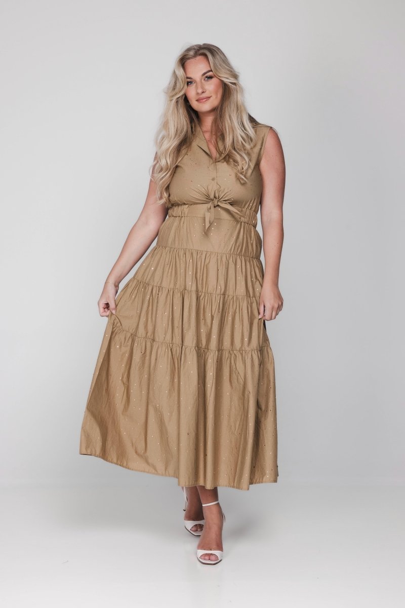 Accentil Robin dress Sand sparkle – Jurken van Accentil, kleur xs, maat | Jo&Co Club